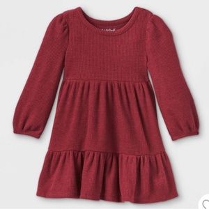 Cat & Jack Burgundy Waffle Knit Dress Fall dress 18 month
